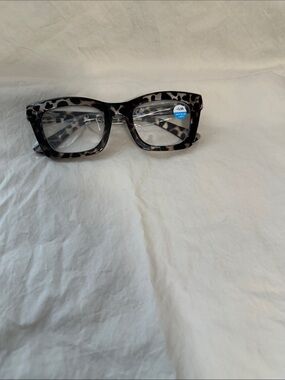 Tortoiseshell Square Reading Glasses - Gray/Black -+3.00 and bluelight blocker